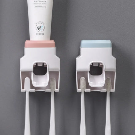 Wall Mounted Automatic Toothpaste Dispenser Toothbrush Holder Kit Set for Adults Kids Bathroom Accessories