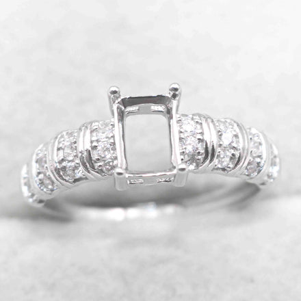 Sterling Silver 5*7mm Semi Mount Ring Square Shape Empty Frame Blank Claws Setting S925 Base Without Center Stone for Inlay DIY
