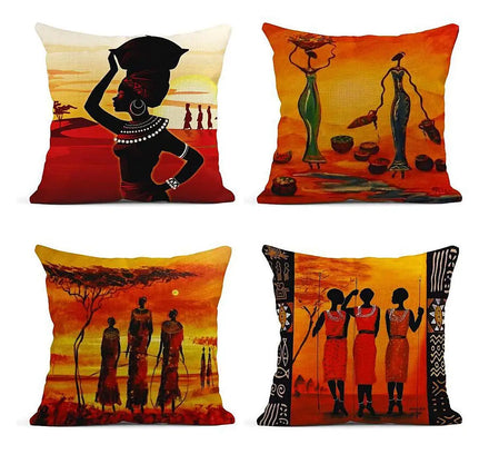 AMZ Hot Selling Square Throw Pillow Covers Oil Painting African Art Ethnic Tribe Lady Livingroom Hotel Decor Printed
