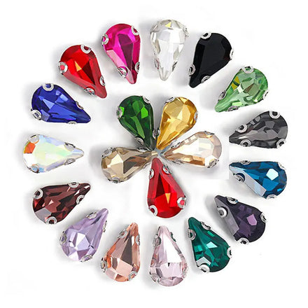 Hand-Sewn Steel Beaded Plated DIY Wedding Dress Decorative Accessories 5*8mm Crystal Glass Water Drop Buckle Garment Accessory