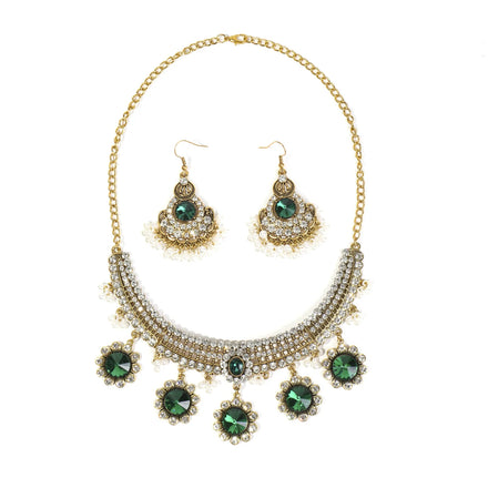 Yiwu DAICY Vintage Bohemian Jewelry Set Multi Layered Necklace Tennis Chain Personalized Diamond Necklace Earrings for Women