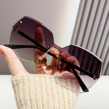 New Metal Rimless Sunglasses Women 2024 Sunglasses Trimmed Polygonal Sunglasses Ladies