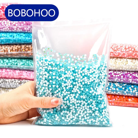 BOBOHOO Hot Sale Bling 100 Gross Sparkle Series Bulk Bag Glass Garmentes Iron on Stones Accessories for Clothes Rhinestone Hijab