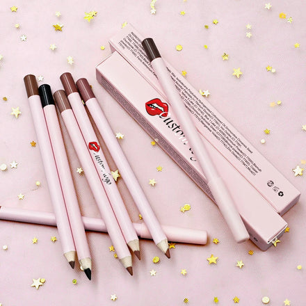 Wholesale Pigmented Soft Lip Liner pink Packaging Custom Wooden Lip Liner Vegan Nude Lipliner Private Label