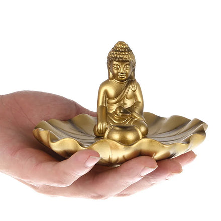 Buddha Resin Figurine TGA02 Handheld Hand-painted Artistic Thai Statue 12.5x8cm Collectible for Prayer Peace