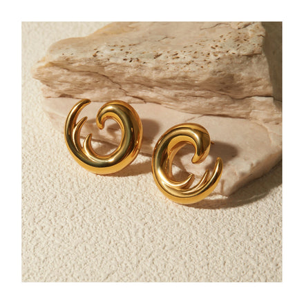 ERESI 2024 New Fashion Jewelry Waterproof Stainless Steel Smooth Hoop Earrings Chunky Snail Shape Spiral Hoop Earring for Women