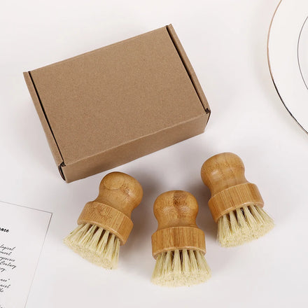 100% Natural Bamboo Handle Dish Brush Kit Cleaning Tools with Sisal Body Application