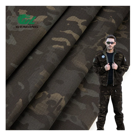 RTS 8020 Poly/Cotton Flame Retardant Woven Anti-Tearing Camouflage Ripstop Fabric Black CP for Tactical Gears and Dress Uniform