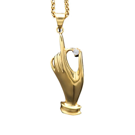 Wholesale Dainty Women Jewelry Gold Stainless Steel Zircon Hand Pendant Accessories