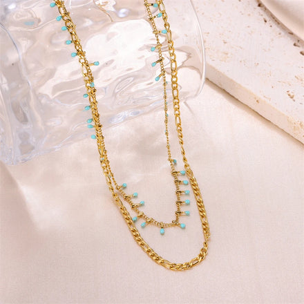 Designer Jewelry Stainless Steel Necklace for Women Two Chains Necklace Gold 18K Necklace