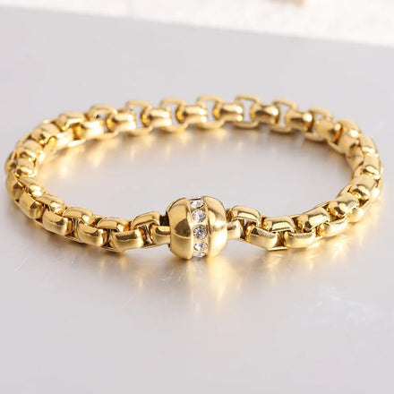 Street Jewelry 18k Gold Plated Magnetic Clasps Bracelet Hand Chain for Men