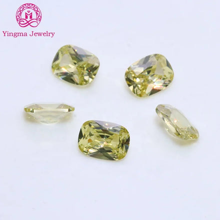 Factory Direct Sale Artificial Cz Gemstone Elongated Cushion Cut 4*6mm to 8*10mm Loose Zirconia Stones Olive Color Cubic Zircon