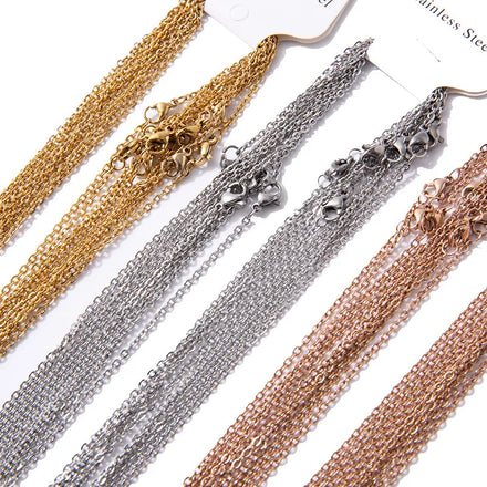 18inch Jewelry Hot Sale O Link Necklace Chains DIY Making Accessories 18k Gold Stainless Steel Chains for Garment Clothing