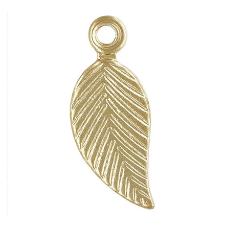 GP Hot Sale 14K Gold Filled Single Hole Twill Leaf Pendant Link Piece Bracelet Necklace Earring Small Leaf Pendant