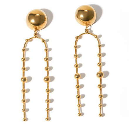 Fashion 18k Stainless Steel Hemisphere Tassel Pendant Earrings Jewelry Wholesale Jewelry Customization