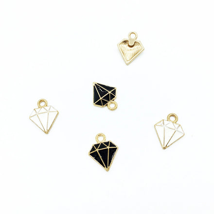 AA016591 DIY Enamel Zinc Alloy Diamond Shape Charms for Jewelry Making 12x15mm