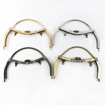 Deepeel BS785 18cm Handmade Sewing Handbag Accessories Retro Diamond Embossed Metal Bag Handles Kiss Clasp Metal Purse Frame
