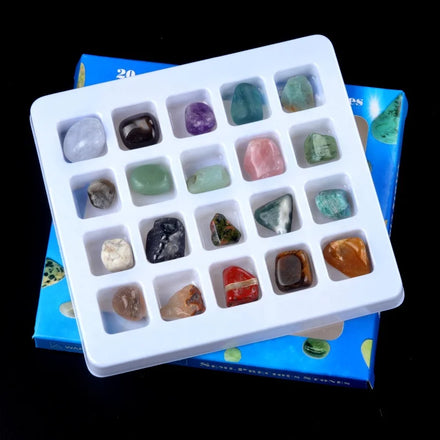 20pcs Mix Natural Crystals Agate Irregular Shape Mini Gemstone Healing Energy Polished Specimen Boxed Ore