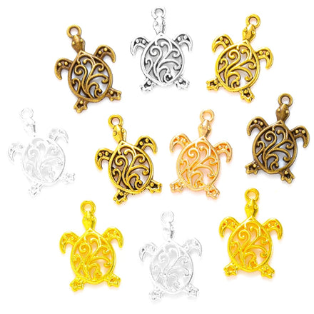6 Color Sea Turtle Charms Alloy Metal Marine Animal Pendants for DIY Handmade Jewelry Accessories Making 21*15mm D7152