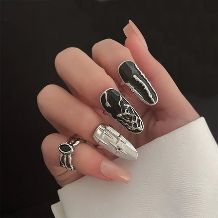 YWXS Wholesale New Fashion Punk Creative Open Nail Ring Set Women's Ins Dark Personality Elegant Fingertip Spice Ring for Women
