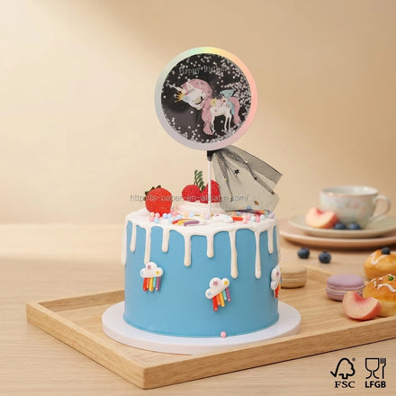 Wholesale Disposable Eco-Friendly Unicorn Toothpicks Paper Assorted Color Wood Fragrance Cake Decoration Birthday Celebratory
