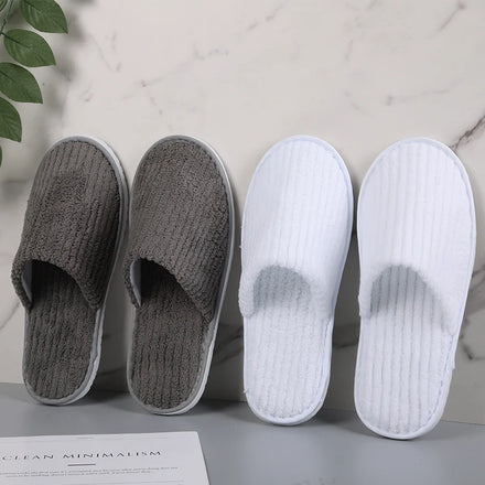 Ranbay Customized Hotel Suppliers Wholesale Coral Fleece Disposable Slippers White/Grey/Brown MOQ 3000 for Hospitality Industry