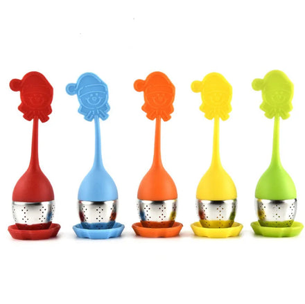 Wholesale Creative Silicone Tea Infuser Santa Claus Function Tea Strainer with Handle Cute Design