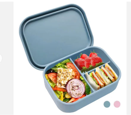 Classic 3-Compartment Silicone Lunchbox for School Children-Customizable Logo Design