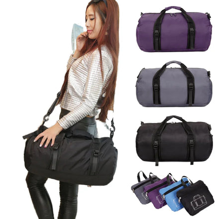 DICHOS High-Capacity Waterproof Barrel-Shaped Tote Fashionable Outdoor Folding Travel Sports Bag Zipper Men Women's Makeup