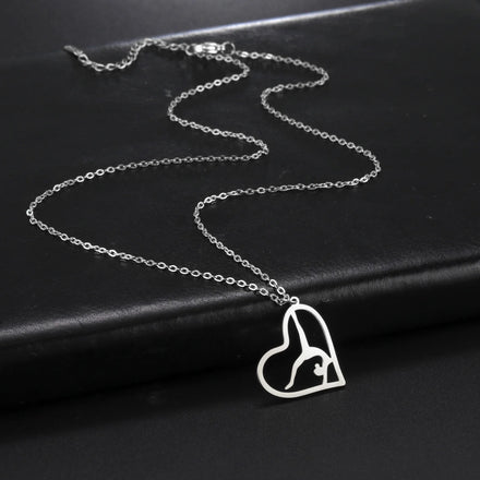 Rhythmic Gymnastics Heart Pendant Necklace Stainless Steel Choker Chain Gymnast Sports Jewelry Gift for Women Girls