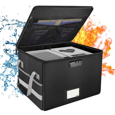 Large Capacity Fireproof Waterproof Secure Data Archive Box Organizer Fireproof Document Password Safe for Contracts Filing