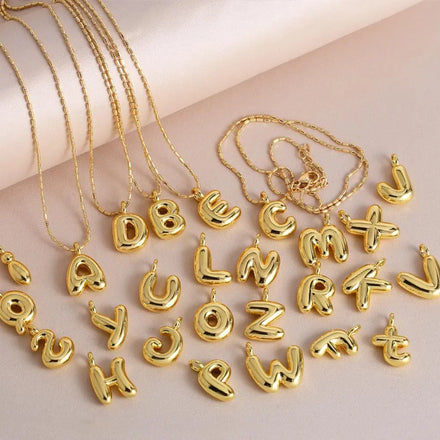 Personalized Bubble Initial Pendant Necklaces 3d Letter Necklace for Women