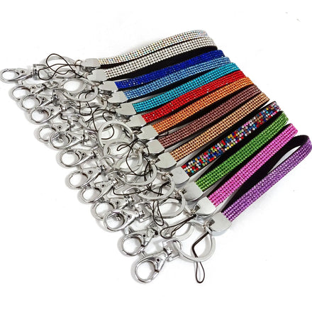 Rhinestone Wristlet Keychains Bling Diamond Wristband Crystal Phone Lanyard Bangle Wrist Strap Car Glitter Wristlet Keychain