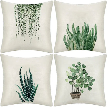 Green Plant Pattern Decorative Throw Pillow Covers Linen Throw Pillow Case Cushion Cover Home Decor Sofa Decorative Pillowcase