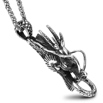 Hiphop Jewelry 18k Gold Plated Stainless Steel Dragon Pendant Necklace for Men