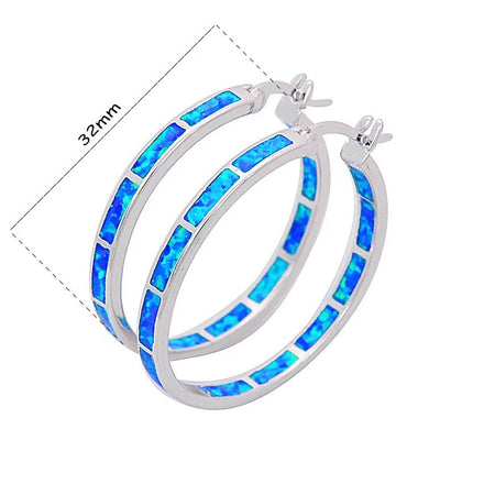 Beautiful 30mm Big Hoop Opal Huggie Earring Jewelry for Wholesale