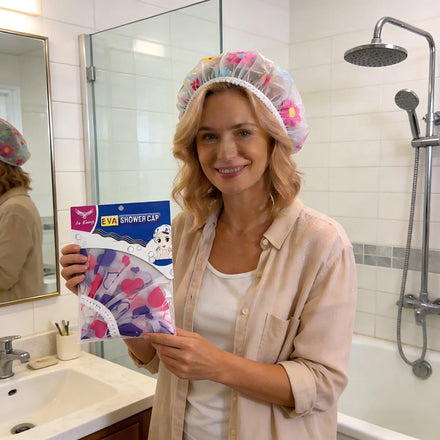 Waterproof Shower Cap Point Bath Hair Cover Elastic Bath Hat Bathing Cap for Women Bathroom Reusable Shower Hat EVA Shower Cap