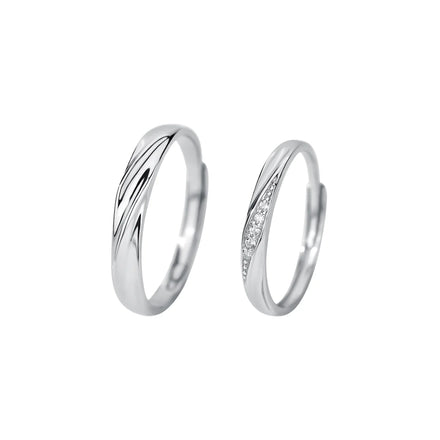 New NO MOQ Jewelry Fashion Couple Ring Jewelry 925 Sterling Silver Twisted Zircon Engagement Weeding Rings Lover Diamond Rings