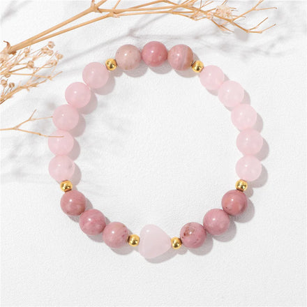 Women Heart Anxiety Beaded Bracelets Jewelry Healing Stone Crystal Bracelet Stress Relief Yoga Beads Bracelet