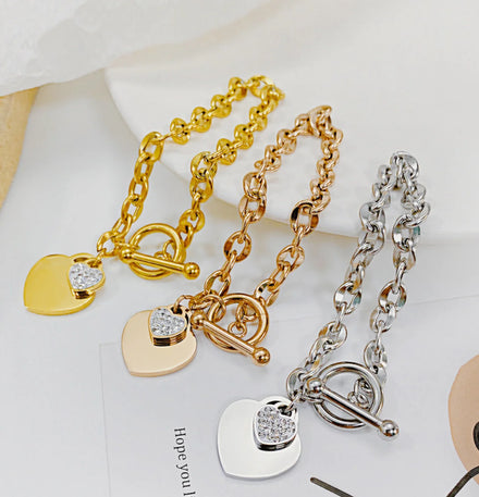 Wholesale Mix Style Classic Hot Sale Designs Stainless Steel Bracelet With Heart Charm Fashion Jewelry