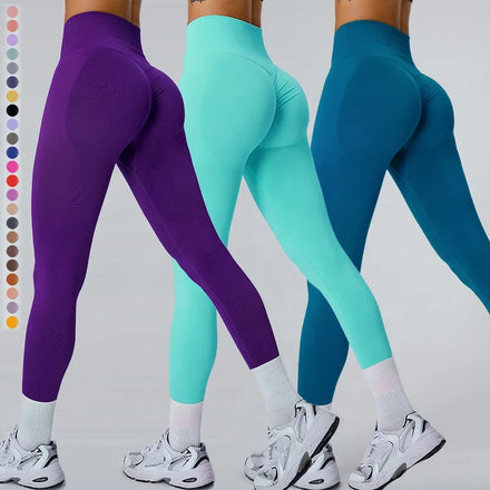 YIYI New Wholesale Women Scrunch Butt Lifting Solid Color Seamless Anti Cellulite Leggings Booty High Elastic Workout Yoga Pants