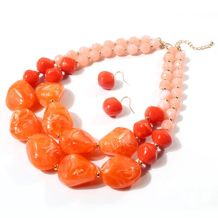 Yiwu DAICY Dainty Boho Necklace Colorful Resin Necklace Chunky Big Beaded Layered Necklace Exaggerate Statement Jewelry Women