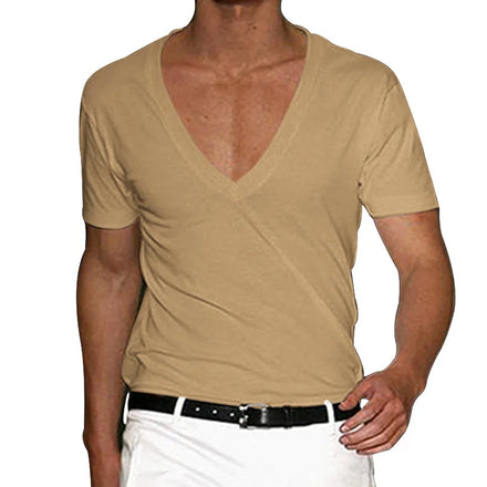 Men's V-neck Shirt Wholesale Plain Color Large Size Casual Sport Short-sleeved T-shirt Men Gym Fitness t Shirt