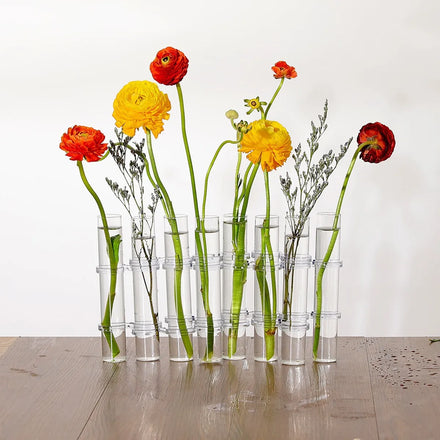 15*2.5cm 8 Pcs Set Table Dec Hinged Flower Vase Small Glass Test Tube Vase Propagation Station for Plant