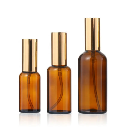 100ML Brown Gold Lid Glass Spray Bottle Practical for Refilling Essence Water Toner Durable Glass Bottles
