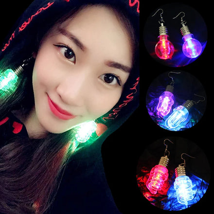 LED Glowing Luminous Light up Bulb Shape Earrings for Party Decorations Hot Sale Flashing Ear Accessories Club Bar Eardrop