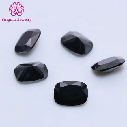 Lab Created Synthetic Loose Gems Elongated Cushion Shape 4*6mm to 8*10mm Zircon Gemstone Black Color Cz Cubic Zirconia Stones