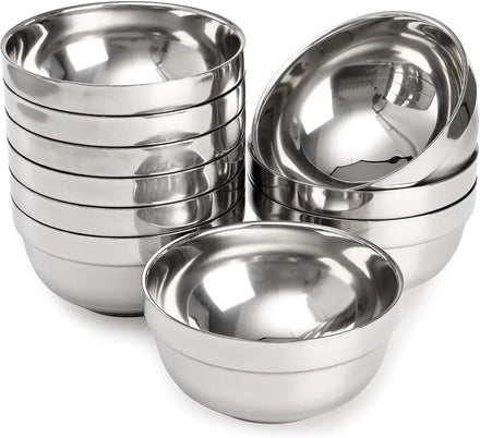 Dinner Serving 304 Stainless Steel Double Walled Noodle Bowl Heat Insulated Rice Soup Bowls
