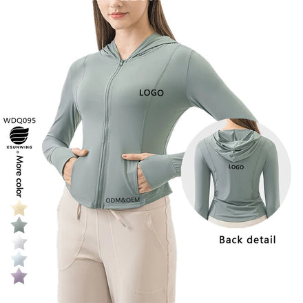 Xsunwing Summer UPF+50 Sun protection Women Sports Jackets Outdoor Cooling Sensation Coat Thin Lightweight Activewear WDQ095
