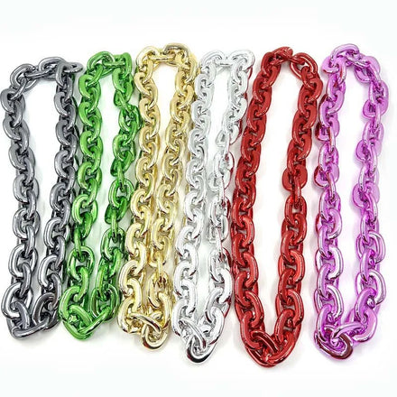 Team Necklace Wholesale UV Electroplated Acrylic Link Chain DIY Hip Hop Style Necklace Large Colored Hard Plastic Chain
